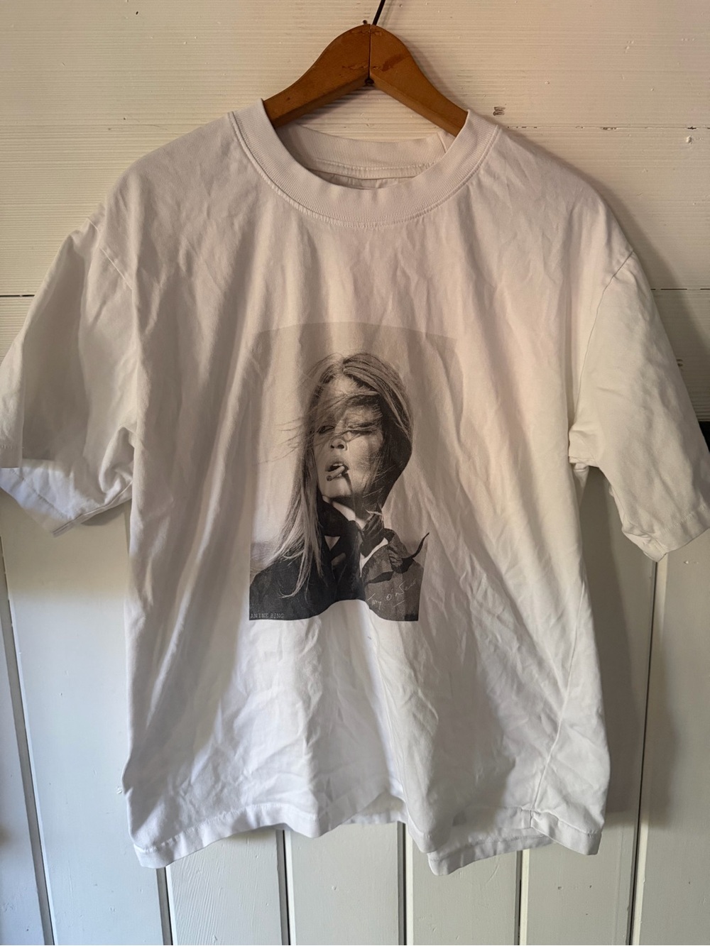 ANINE BING Ida Tee White Graphic - Women- LG- Read - Picture 3 of 10